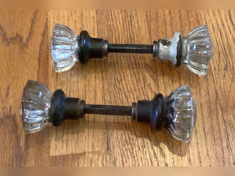 2 Sets of glass knob door handles.