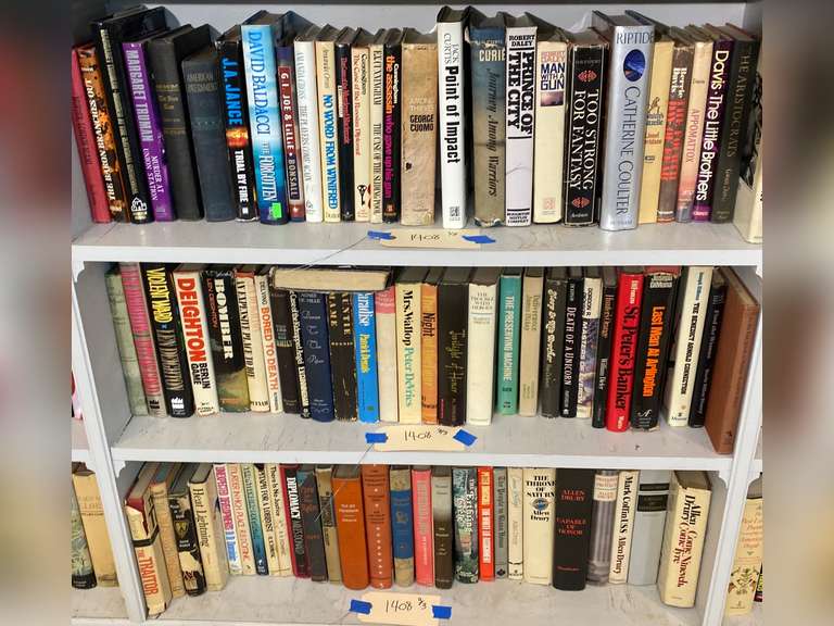 Three shelves for the books, must bring boxes to pack. Books do not ship