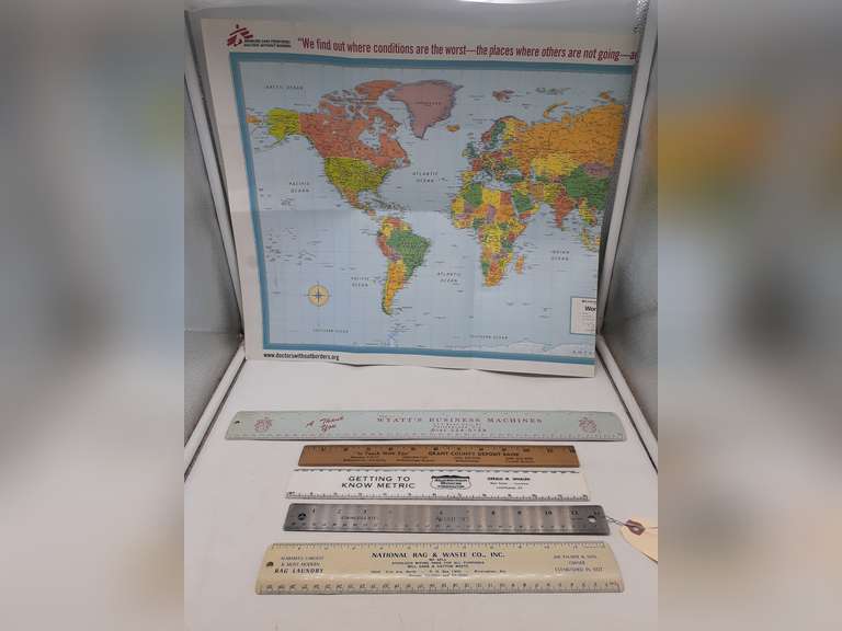 Assorted Rulers & Map