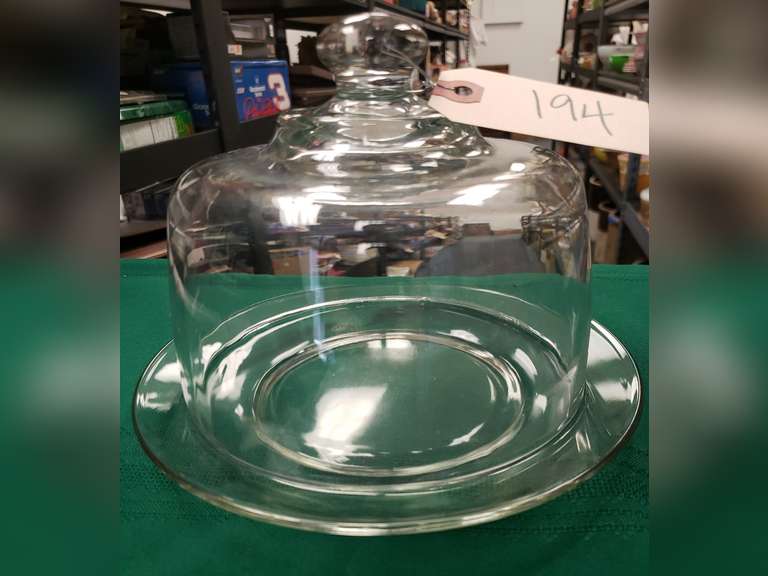Clear glass cheese ball covered dish Northern Kentucky Auction, LLC