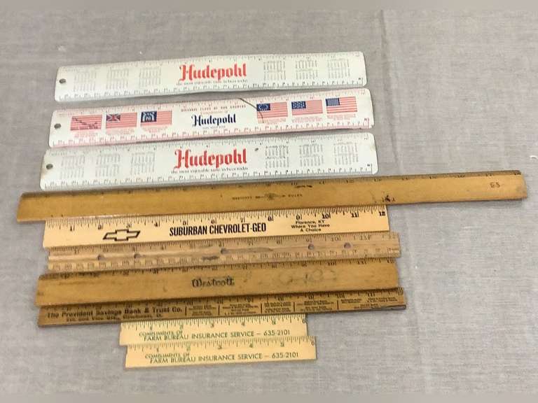 Wood & metal rulers.