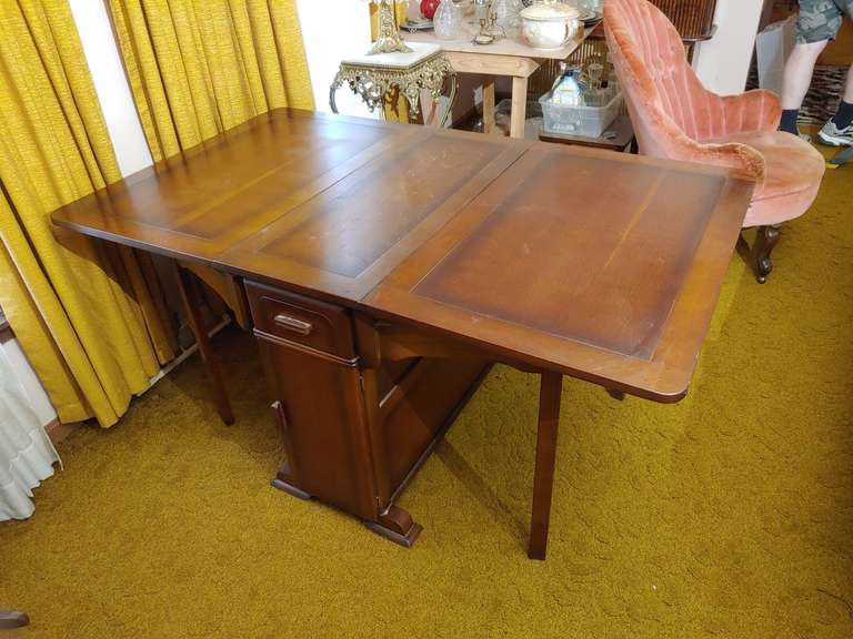 Double drop leaf table, drawers and doors on both sides Northern