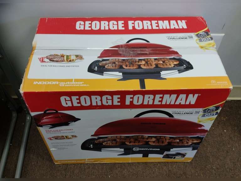 George Foreman electric grill, appears to be new in box.