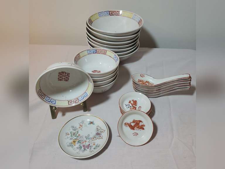 Japanese bowls and spoons and a mini Avon plate