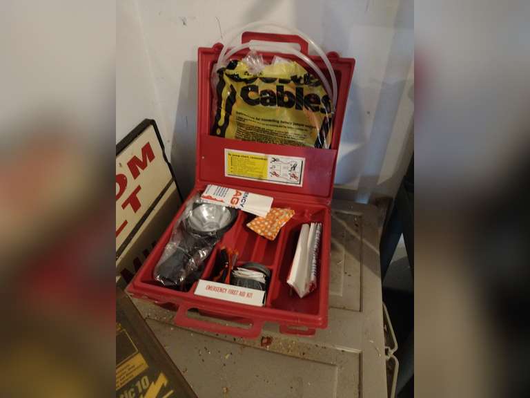 Emergency kit, Napa ultramatic 10 charger, not tested, traveler air pump, Mighty pro electric