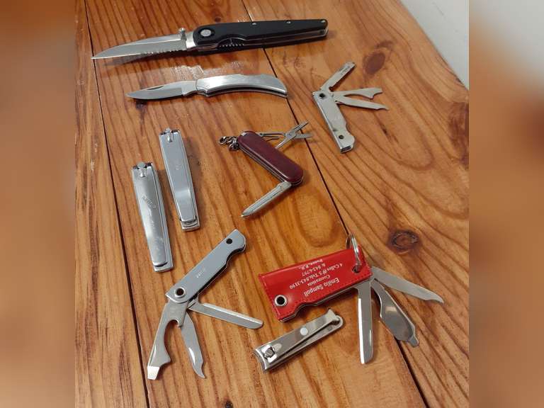 Assortment of Nail Clippers, Multipurpose Pocket Knives, 2 Single Blade Folding Knives & More