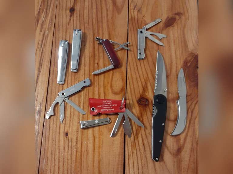 Assortment of Nail Clippers, Multipurpose Pocket Knives, 2 Single Blade