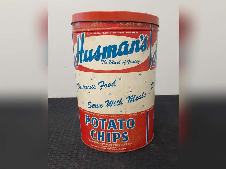 Husman's Potato Chips Can w/Lid