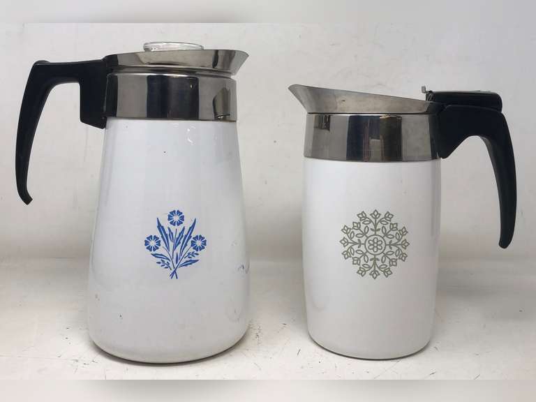 2 Corning Ware Percolators, one is cornflower