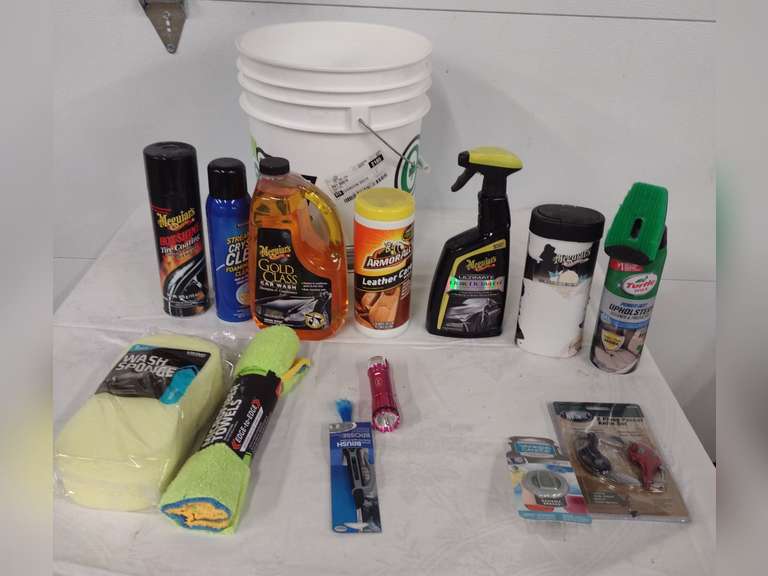Bucket Containing Car Cleaning Supplies, Donated by O'Reilly Auto Parts