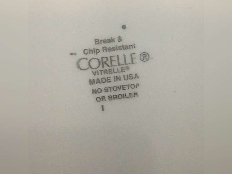 IKEA saucers and Corelle dishes, pattern is Vitrelle.