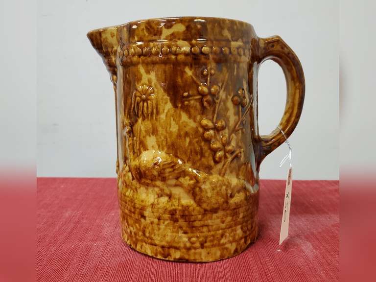 Possible Bennington Pottery Peacock Pitcher Rockingham Glaze