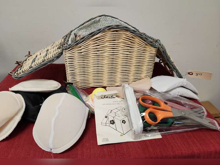 Sewing basket with contents