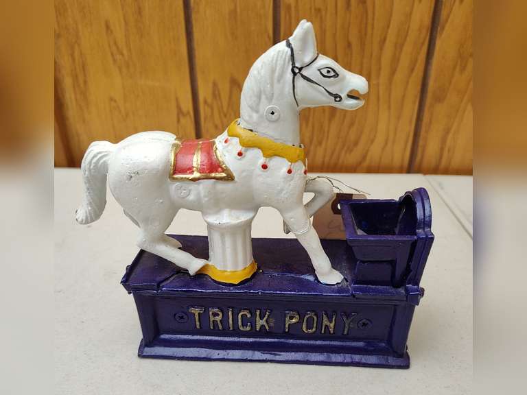 Trick pony cast iron bank
