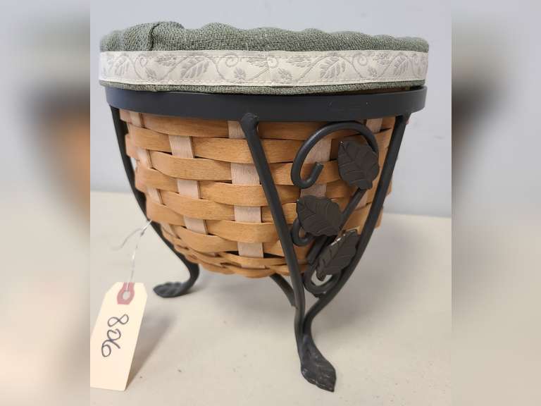 2004 Longaberger basket with fabric liner, plastic insert and wrought