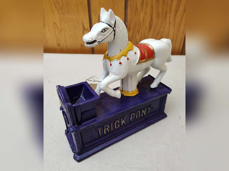 Trick pony cast iron bank