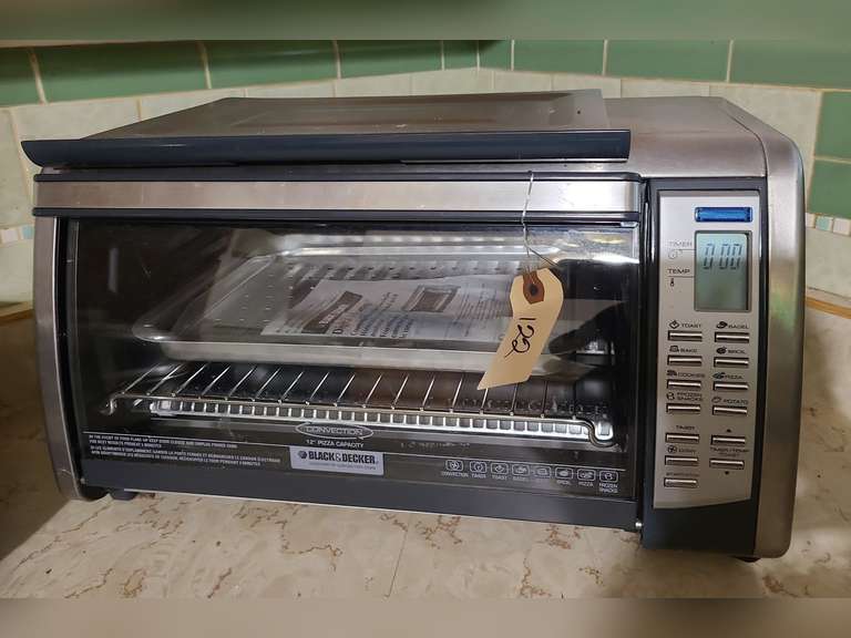 Black and Decker convection oven, powered on
