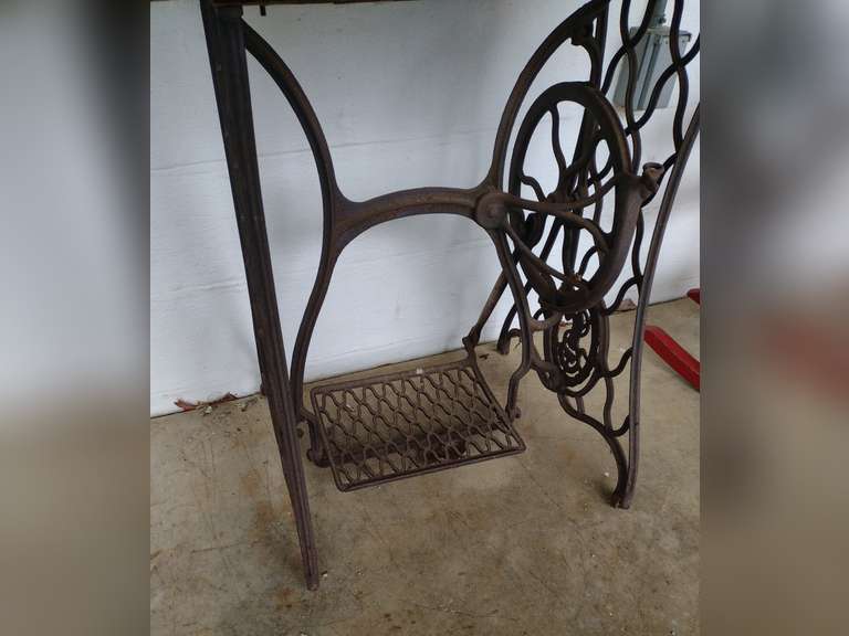 Antique Singer sewing machine base, marble top table. Northern