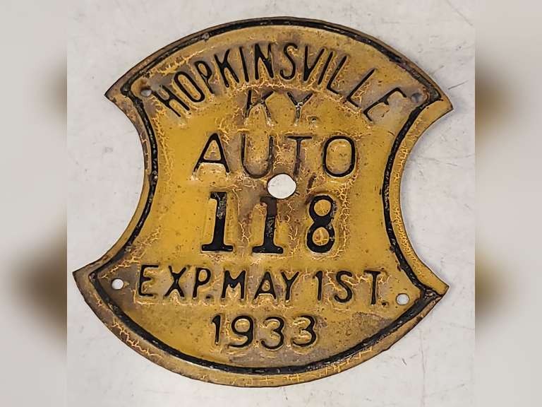 Yellow Auto City License Plate 118 Hopkinsville, KY Expires May