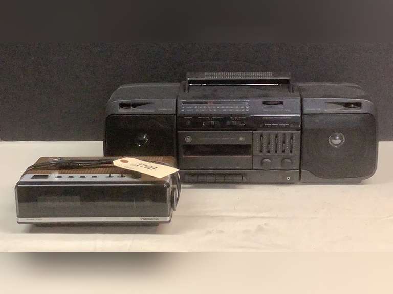 Panasonic clock radio and GE portable cassette/AM/FM stereo player