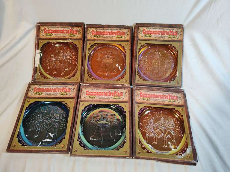 6 Indiana glass company commemorative bicentennial plates Northern Kentucky Auction, LLC