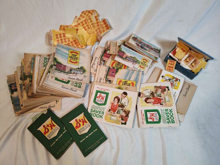Top Value stamps and S&H green stamp collection books and stamps