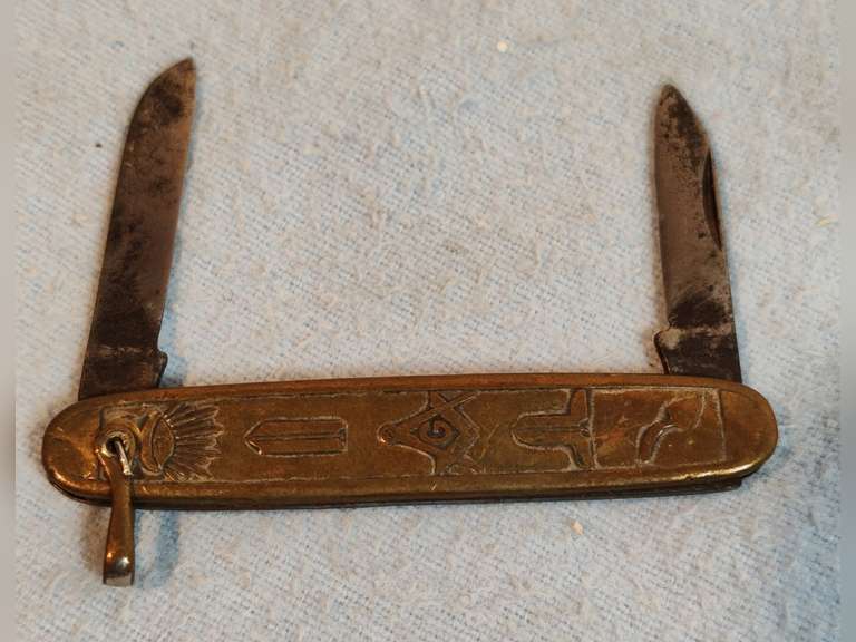 Masonic watch fob knife colonial USA