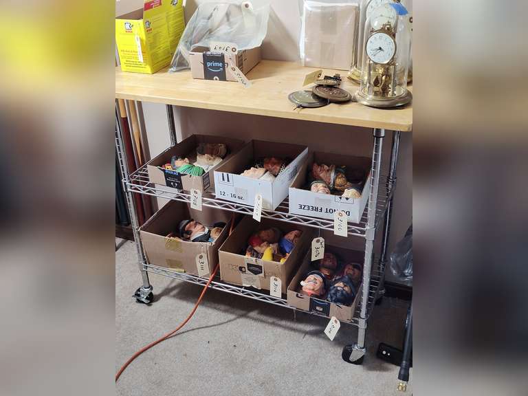 Metal rolling cart with wood top (cart only no content) Northern