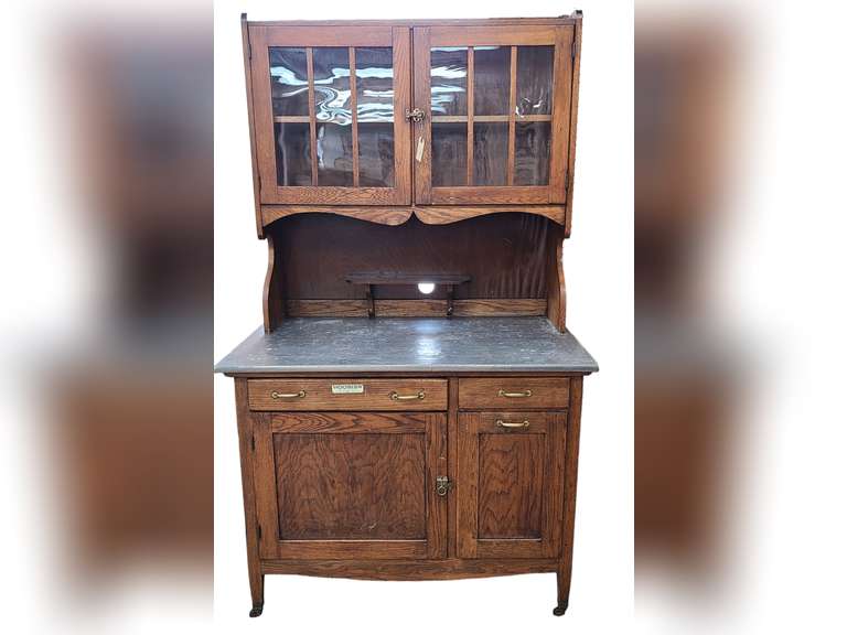 Wood Hoosier with zinc covered type counter 2pcs (Approximately 42”x28”x71