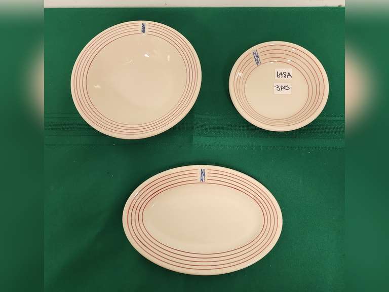 Beverly Hills Supper Club, Shenango China dishes, 3 pieces Northern