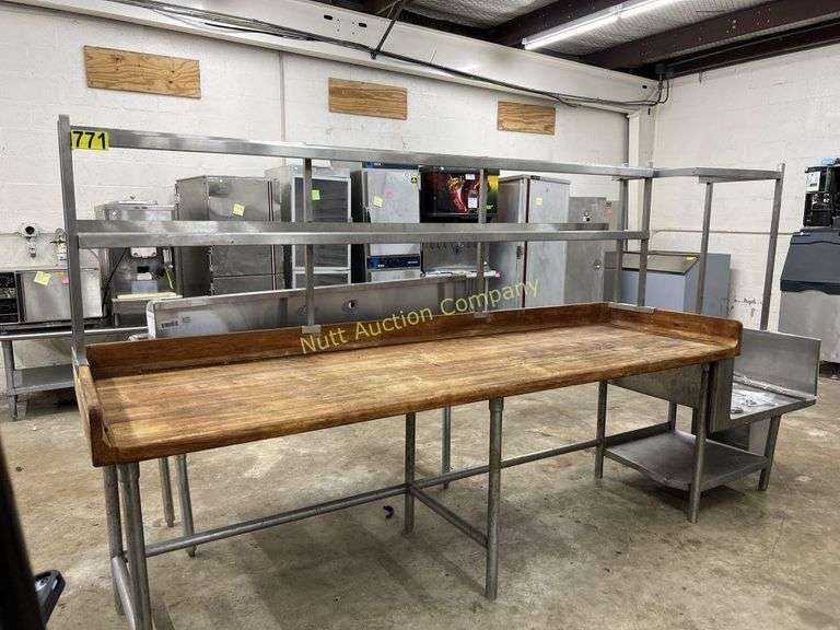 10' Wood top bakers table Nutt Auction