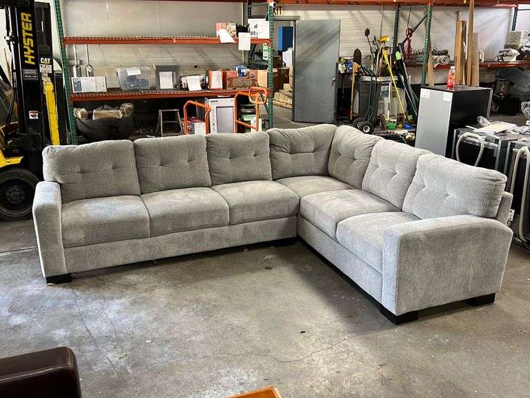 Grey 2pc Fabric Sectional NW Asset Services