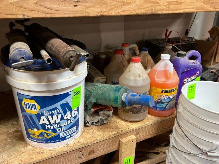5gal Buckets, Hydraulic Oil, & Assorted Chemicals NW Asset Services