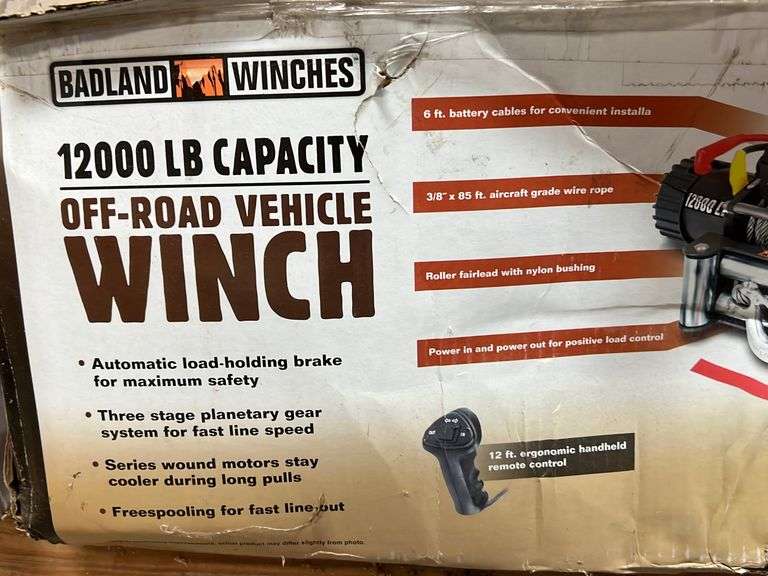 Badland Winches 12000lb OffRoad Vehicle Winch w/ Wireless Winch Remote