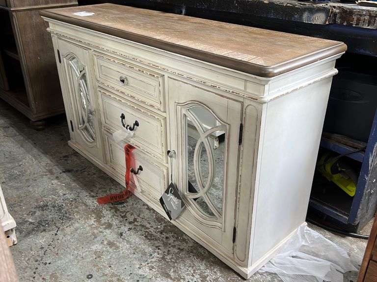 Weathered White Accent w/ Mirrored Doors NW Asset Services