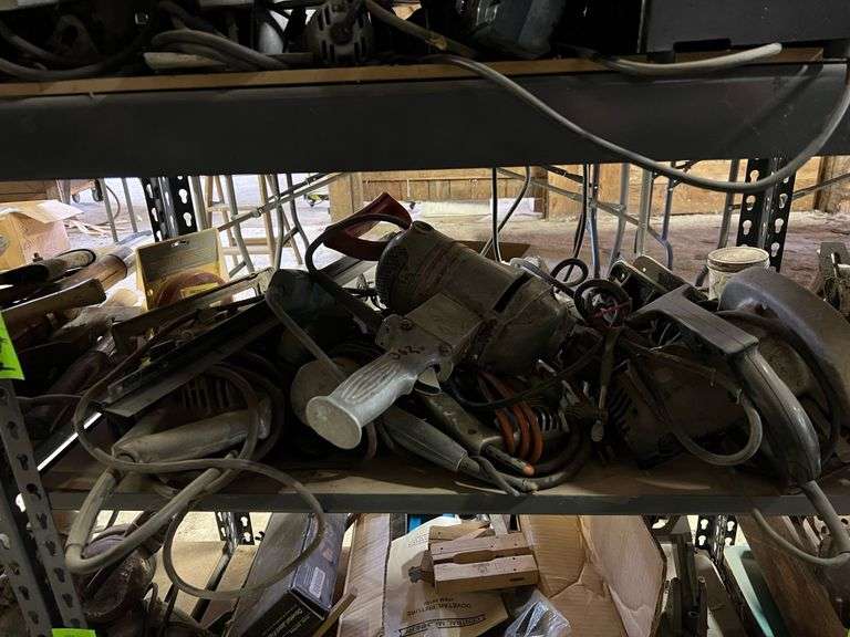 3 Shelves of Power Tools, Hammers, Axes & Car Parts NW Asset Services