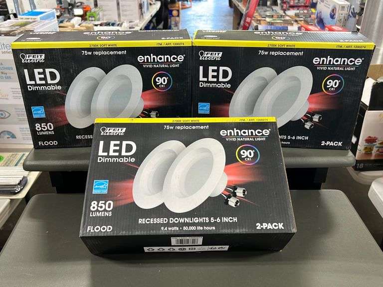 (3) Boxes Feit LED Dimmable Flood Lights Recessed Downlights NW Asset