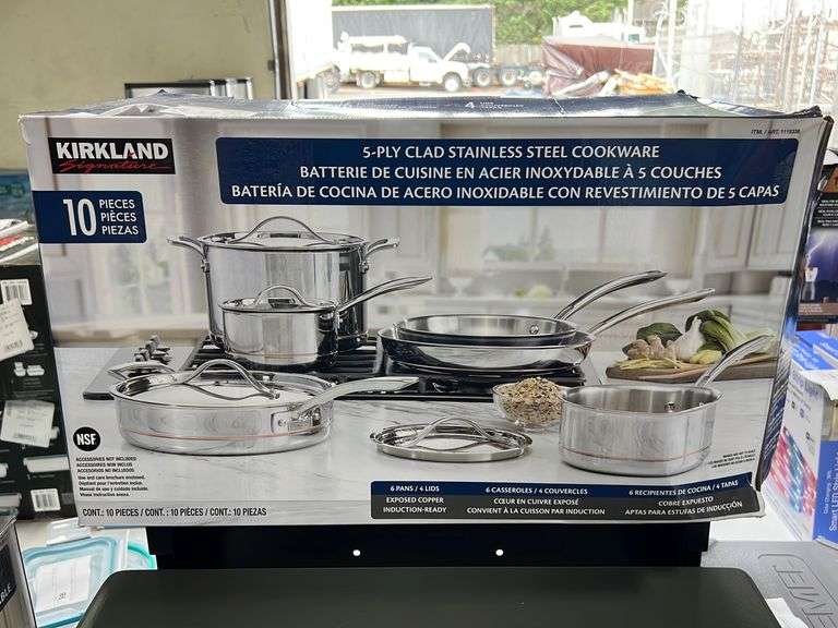 Kirkland 10pc 5Ply Clad Stainless Steel Cookware Set NW Asset Services