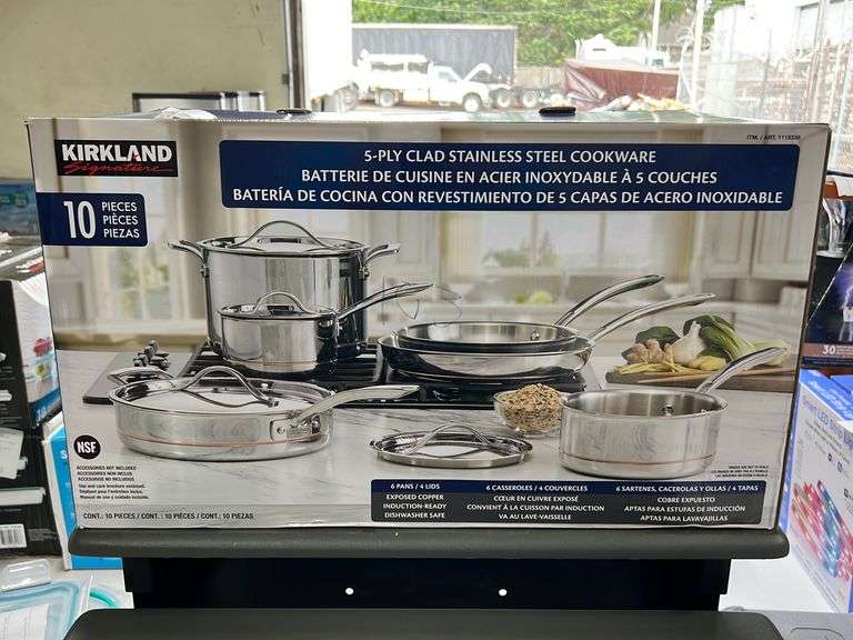 Kirkland 10pc 5Ply Clad Stainless Steel Cookware Set NW Asset Services