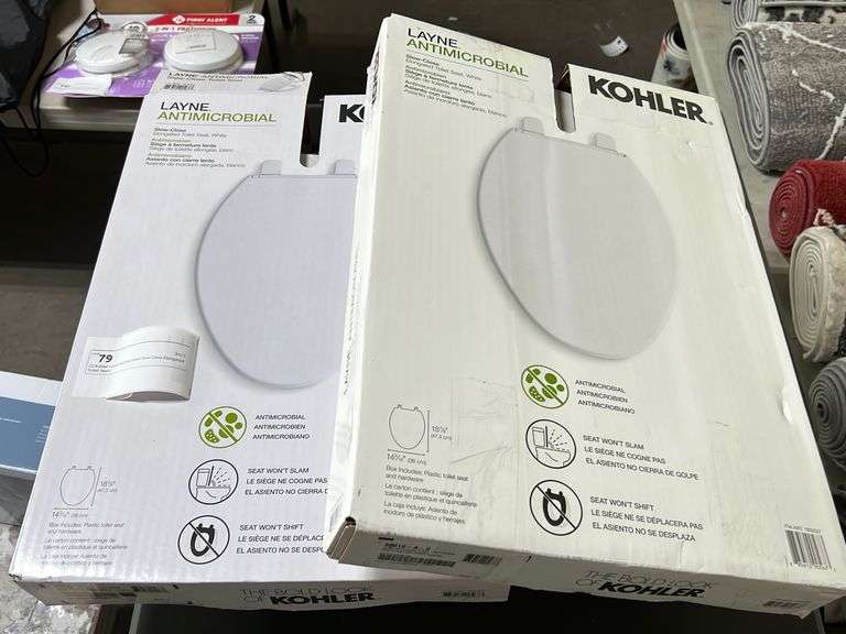(2) Kohler Layne Antimicrobial Slow Close Elongated Toilet Seats NW