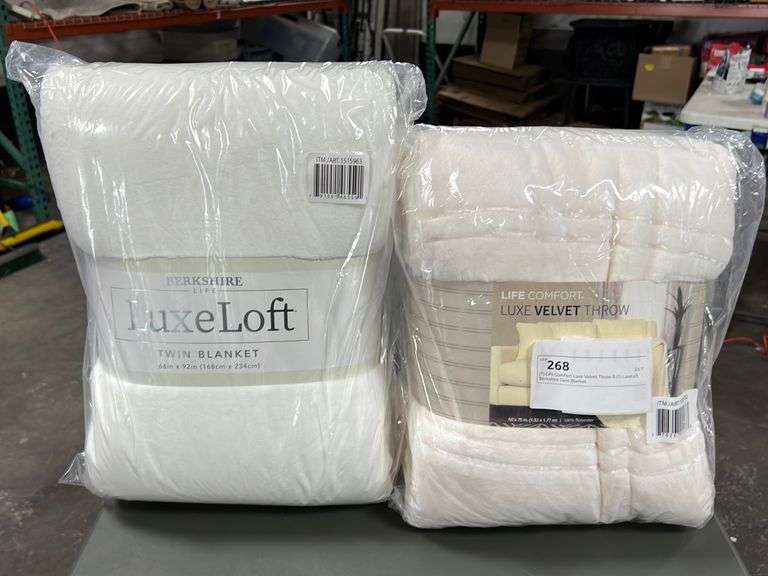 (1) Life Comfort Luxe Velvet Throw & (1) LuxeLoft Berkshire Twin