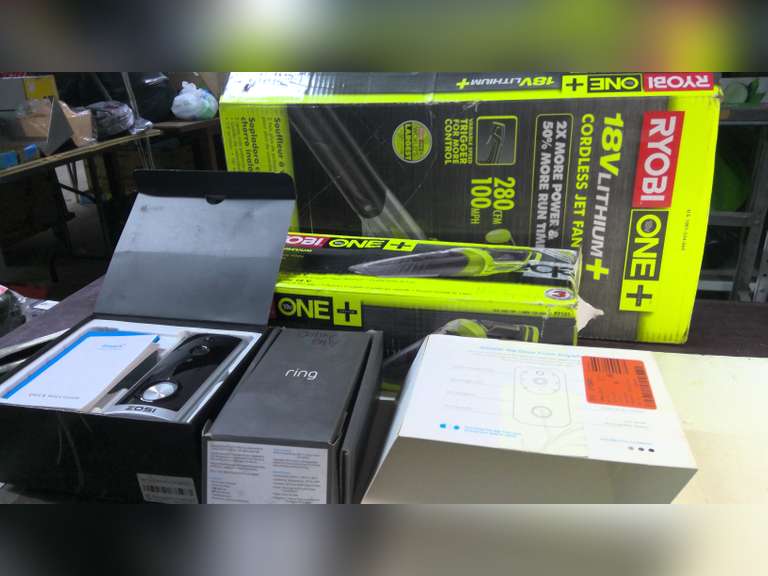 RING DOORBELL, RYOBI, TOOLS, AND ALL KINDS OF STUFF, WORTH A LOOK AND $1.00 STARTS BID!!!