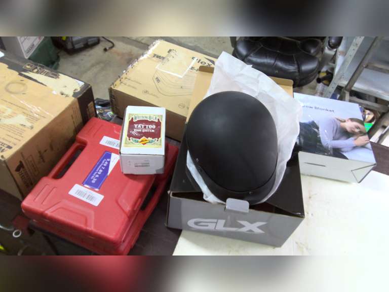 COOL ITEMS, LIKE CAR LIGHT KIT, GAME CAMERA, HEATED BLANKET, NEW MOTORCYCLE HELMET, DEWALT DRYWALL DRILL AND MORE!!!!!!!