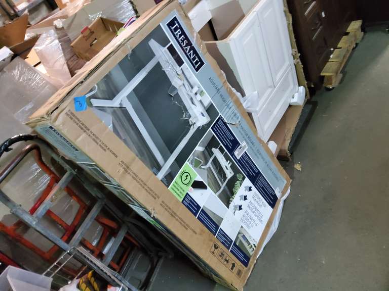 SAFE, ADJUSTABLE HEIGHT DESK, OFFICE CHAIR, 4 PADDED CHAIRS, COOL FLOOR LAMP AND MORE!!!