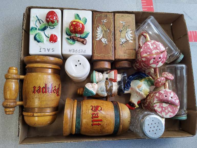 BOX LOT OF SALT AND PEPPER SHAKERS
