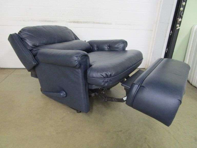 Barcalounger Dark Blue Leather Recliner Oberman Auctions