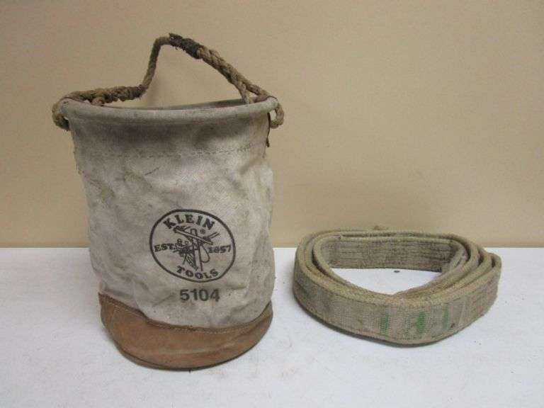 Klein Canvas Lineman's Tool Bag & a 12 Ft. Tow Strap Oberman Auctions