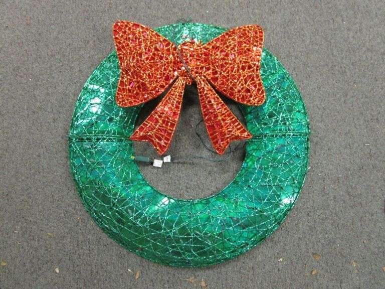 4 Large Sparkley Illuminated Ribbon Wreaths Oberman Auctions