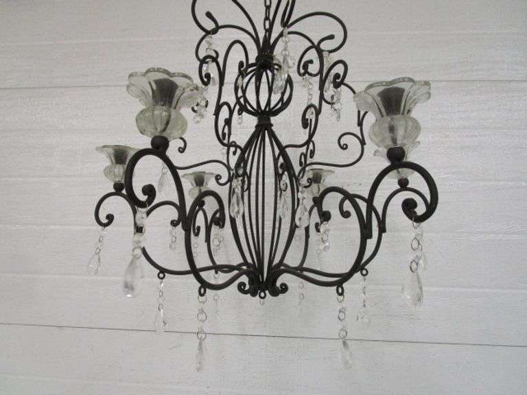 6 Arm Steel & Glass Hanging Candle Lamp Oberman Auctions