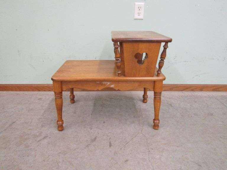 Pair of Ethan Allen Maple Step Down End Tables Oberman Auctions